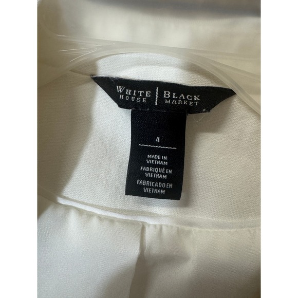 White House Black Market Ivory Ruffle Peplum Blazer Jacket Size 4 Hook Eye - Picture 4 of 6